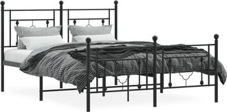 vidaXL Estructura cama sin colchón con estribo metal negro 140x190 cm Vidaxl