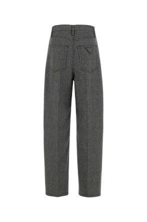 Prada Womens Embroidered Glencheck Pant Ardesia Cowv Pantaloni