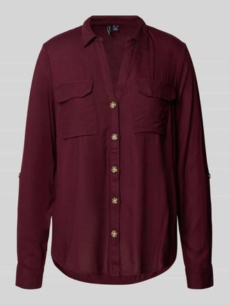 Vero Moda Regular Fit Hemdbluse aus reiner Viskose Modell BUMPY in Bordeaux, Größe M
