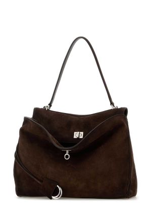 Balenciaga Womens Dark Brown Suede Medium Rodeo Handbag Light Espresso T Domesticated Calf Le Borse A Mano