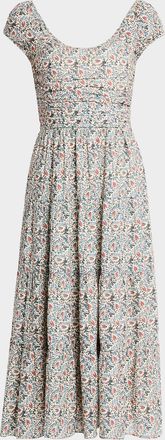 Paige Marchella Printed Short-Sleeve Midi Dress