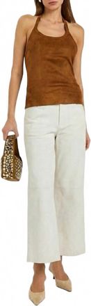 Stouls Lilou Lamb Leather Wide Leg Pants In White
