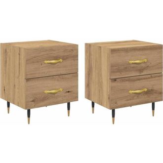 vidaXL Armario de Noche 2 pcs Roble artisan 40 x 35 x 47.5 cm Vidaxl