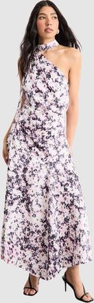 Warehouse Scarf Tie Asymmetric Maxi Dress in Multi at Nordstrom, Size 14