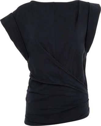 Isabel Marant Black Maisan Draped Cotton Top