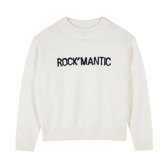 Patrizia Pepe Maglia Slogan - Dames - Truien - Wit - Maat: M Wol