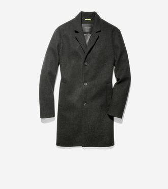Cole Haan Mens Stretch Wool Top Coat - Black Size Medium