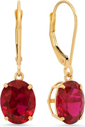 MAX + STONE 14K Yellow Gold 8X10mm Oval Gemstone Dangle Earrings