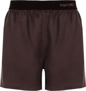 Tom Ford Silk Velvet Band Detail Logo Shorts