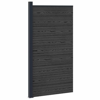 vidaXL Panel De Valla 95 X 186 Cm Wpc Y Aluminio Negro Vidaxl