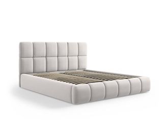 MICADONI Cama con cabecero y ba&uacute;l 180x200cm de terciopelo plata