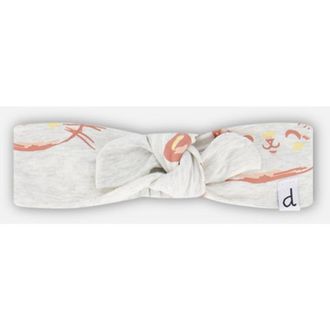 Deux par Deux Baby Girls Organic Cotton Headband Heather Beige With Printed Cat at Nordstrom, Size Xx-Small