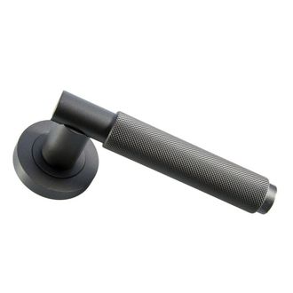 Loops PAIR Knurled Grip Round Bar Handle on Round Rose Concealed Fix Matt Bronze