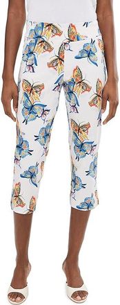 Krazy Larry Pull-On Crop Pants Tummy Control Womens Clothing Two Butterflies : 10 22, Nylon/Rayon/Spandex