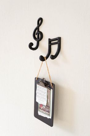 Kalalou Set Of Two Cast Iron Musical Notes Hooks