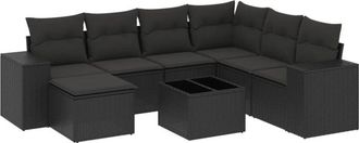 vidaXL Set De Sof&aacute;s De Jard&iacute;n 8 Piezas Y Cojines Rat&aacute;n Sint&eacute;tico Negro Vidaxl