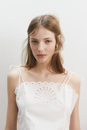H&M Broderie Anglaise Tie-strap Top in Ivory at Nordstrom, Size Xx-Small