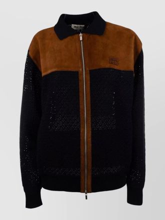 Miu Miu jacket contrast panels long sleeves ribbed cuffs