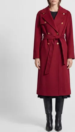 Alberta Ferretti Cappotto lungo doppiopetto in lana e cashmere con cintura