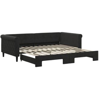vidaXL Sof&aacute; Cama Nido Terciopelo Negro 100x200 Cm Vidaxl