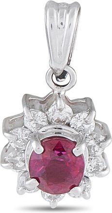 Luxury Bazaar Platinum 0.20ct Diamond and Ruby Pendant MF07-121625