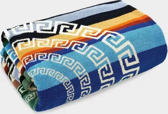Versace Men & apos;s Multicolor Stripe La Greca Beach Towel