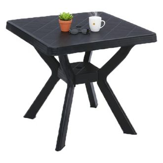 Dmora Mesa Para Exterior Normandy, 4 Plazas, M&aacute;x. 79 Cm Made In Italy, Acabado Suave, 79x79x72h Cm Negro Antracita