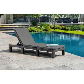 Dmora Tumbona Chambave, Tumbona De Jard&iacute;n, Cama Plegable Al Aire Libre, Silla Reclinable, 195x65 H26 Cm, Antracita - Dmora