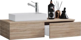 ebuy24 Ebuy24 - Set Vcm De 2 Piezas Lavadero Para Invitados Wc Ba&ntilde;o De Invitados Lavabo Muebles De Ba&ntilde;o Juego De Ba&ntilde;o - Gudas (sonoma Oak)