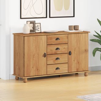 Berkfield Home Sideboard ASKIM 133, 5x40x79 cm Solid Wood Pine in Brown | Size: 5 x 40 x 79 cm