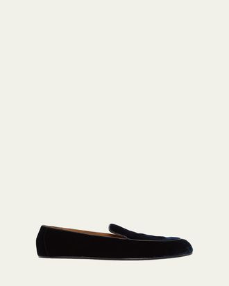 Tom Ford Mens Leo Velvet Apron-Toe Slippers