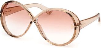 Tom Ford Sunglasses Geometric Full Rim, Shiny Light Brown Frame And Bordeaux Gradient Lens Ft111645T