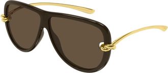 Bottega Veneta Aviator Zonnebril - Dames - Zonnebrillen - Bruin - 61 MM - Accessoires
