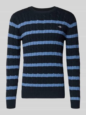 GANT Slim Fit Pullover in Strick-Optik in Marine, Gr&ouml;&szlig;e XXXL