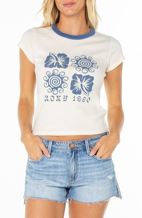 Roxy Hibiscus Swirl 90s Baby Tee in Cloud Dancer at Nordstrom, Size Xx-Large