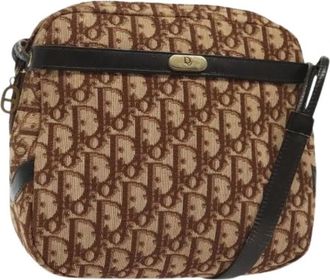 Dior Pre-owned Trotter Canvas Shoulder Bag - Dames - Vintage Schoudertas - Bruin - ONE Size - Leer - Vintage