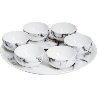 Prouna Marble Venice Fog Seder Plate / Appetizer Set in White at Nordstrom