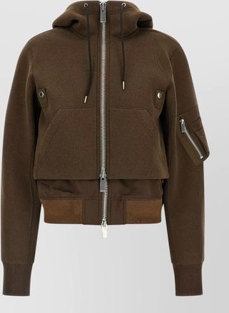 sacai ribbed hooded bomber jacket