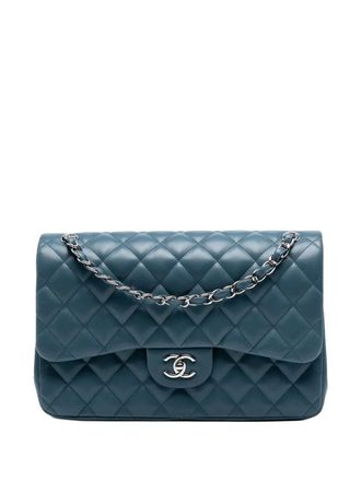 Chanel 2012 Jumbo Classic lamsleren Double Flap schoudertas - Blauw