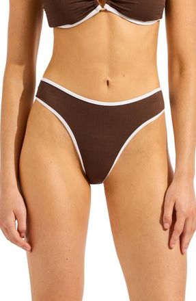 Seafolly Beach Bound High Cut Bikini Bottoms in Dark Chocolate at Nordstrom, Size 4 Us