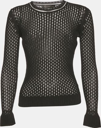 Versace Black Sheer Mesh Fitted Top