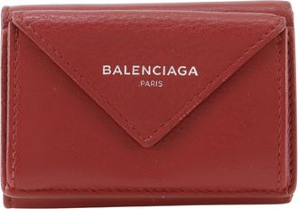 Balenciaga Red Color Leather Wallet (Tri-Fold) (Pre-Owned)