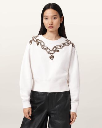 AllSaints Cotton Drip Separo Embellished Sweatshirt, Size: XS