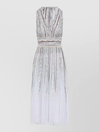 Missoni striped sleeveless v-neck pleated midi dress