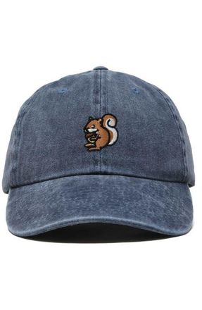 Dalix Squirrel Embroidered Outdoor Cap in Washed Navy Blue at Nordstrom