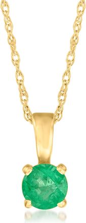 RS Pure Ross-Simons Emerald Pendant Necklace in 14kt Yellow Gold. 16 inches
