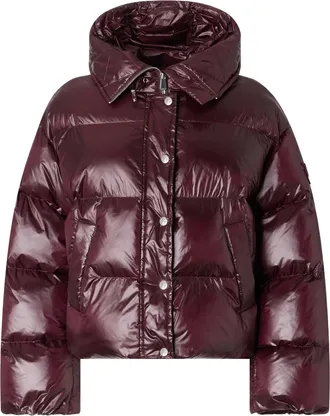 Pinko Cropped Padded Jacket with Glossy Finish and Wide Collar