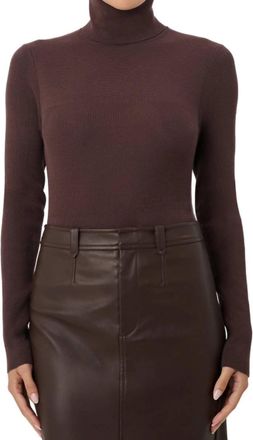 Toccin Valeria Rib Knit Turtleneck Sweater In Espresso