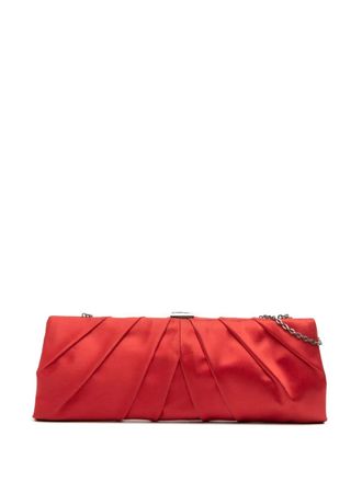 Valentino Garavani Clutch a spalla in raso con pieghe e catena 2000-2017 - Rosso