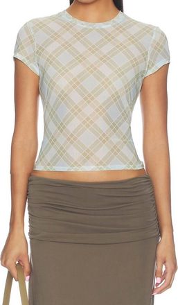 Good American The Mesh Baby Tee In Summer Plaid Honey